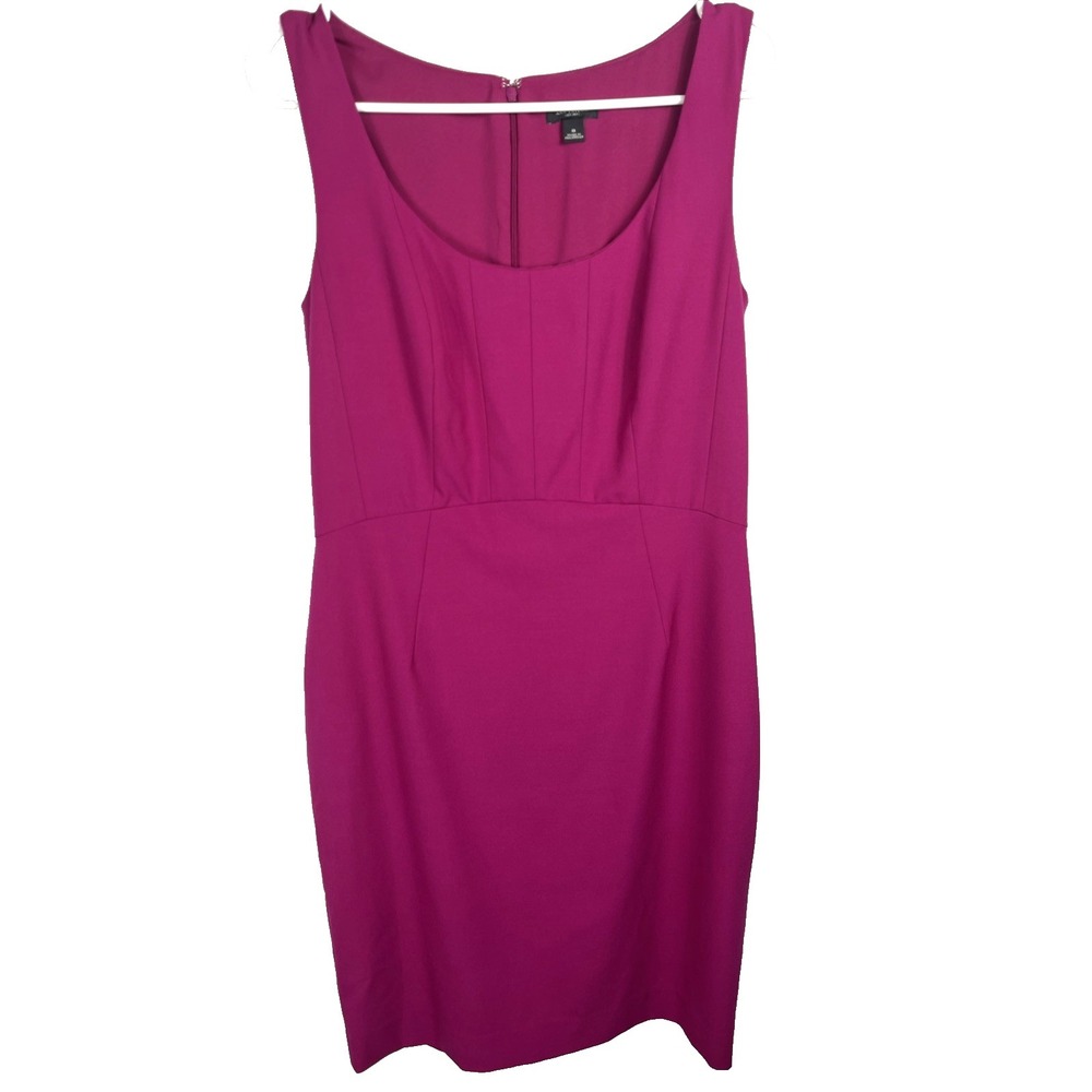 Ann Taylor Sheath Fuchsia Pink Sleeveless Dress Round Neck Women's Size 8